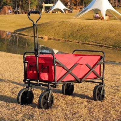 Chariot de camping pliable extérieur avec pneus de 10 cm de large et cadre léger