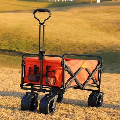 Chariot de camping pliable extérieur avec pneus de 10 cm de large et cadre léger